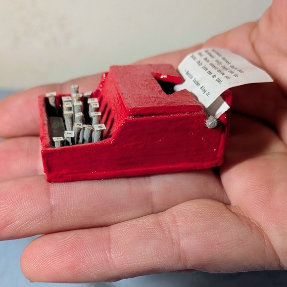 Tiny Typewriter Classic Red Martin Luther King Jr Quote Handmade Miniature Art - Picture 7 of 10